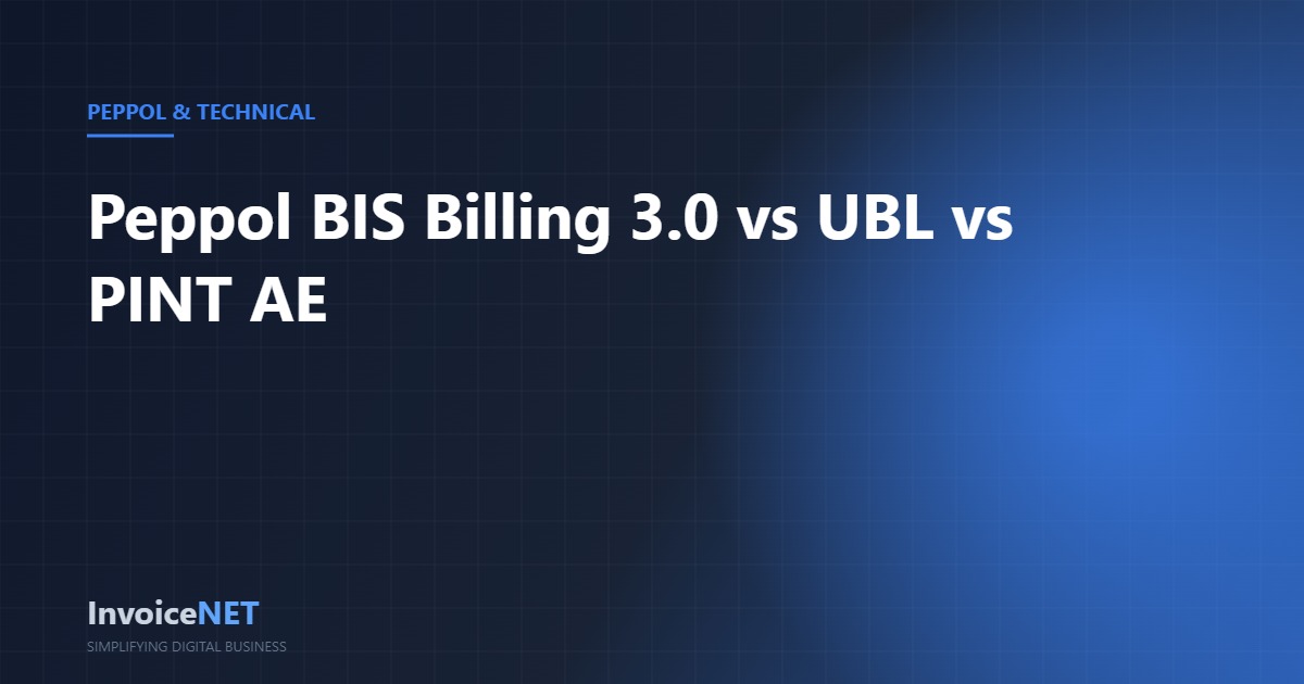 Peppol BIS Billing 3.0 UBL PINT AE comparison