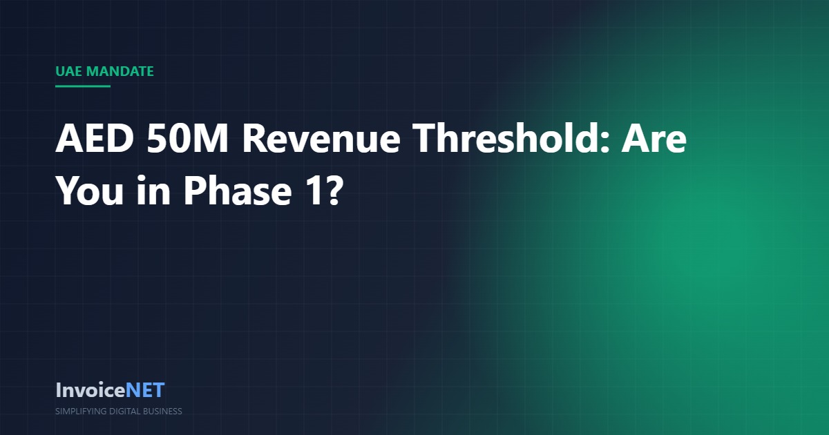 AED 50 million revenue threshold Phase 1 UAE e-invoicing