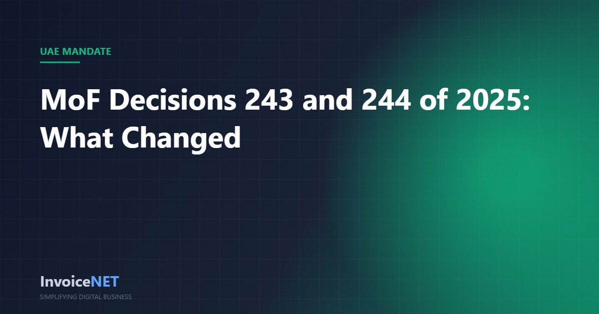 UAE Ministry of Finance Decisions 243 244 e-invoicing